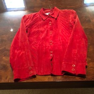 Worth red leather long sleeved jacket